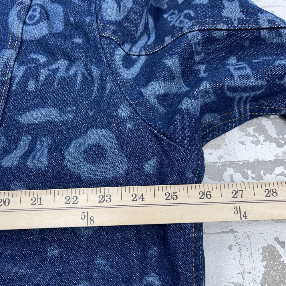 Wrangler Jacket Men XL Blue Denim Jean Deadfellaz AOP All Over Western Cowboy - Picture 12 of 14